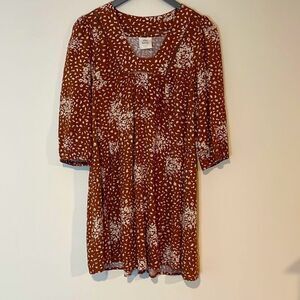 Knox‎ Rose Women's Abstract Print 3/4 Sleeves Shift Dress Cinnamon Size XS